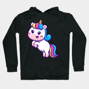 Cute Unicorn Standing Cartoon Hoodie